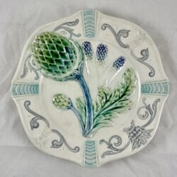 Fives-Lille Artichoke & Asparagus Mask Plate - SOLD